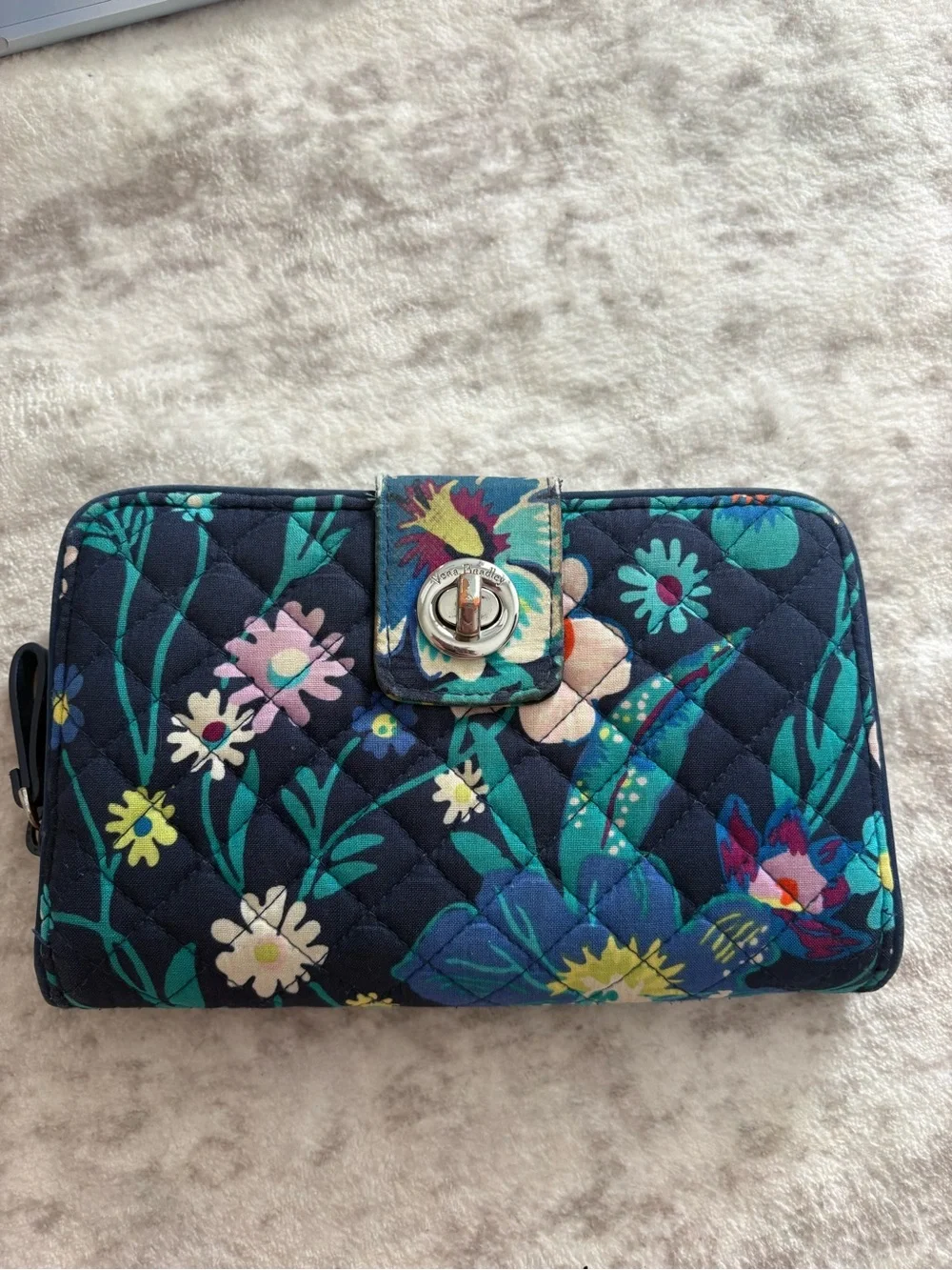 Vera Bradley Navy Multicolor Floral Quilted Wallet